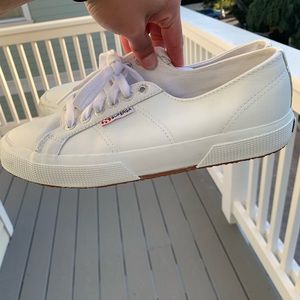 White Leather Superga